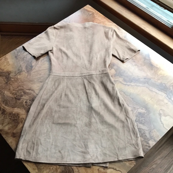 Missguided Fit & Flare Suede Wrap Camel Dress US 4 - Picture 7 of 7